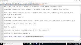 PART 5 ARM ASM program to Add an array of 16 bit numbers