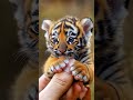 Baby Tiger’s First ‘Hunting’ Attempt: Is My Finger in Danger? #tiger#shorts#nature#funny#cute#animal