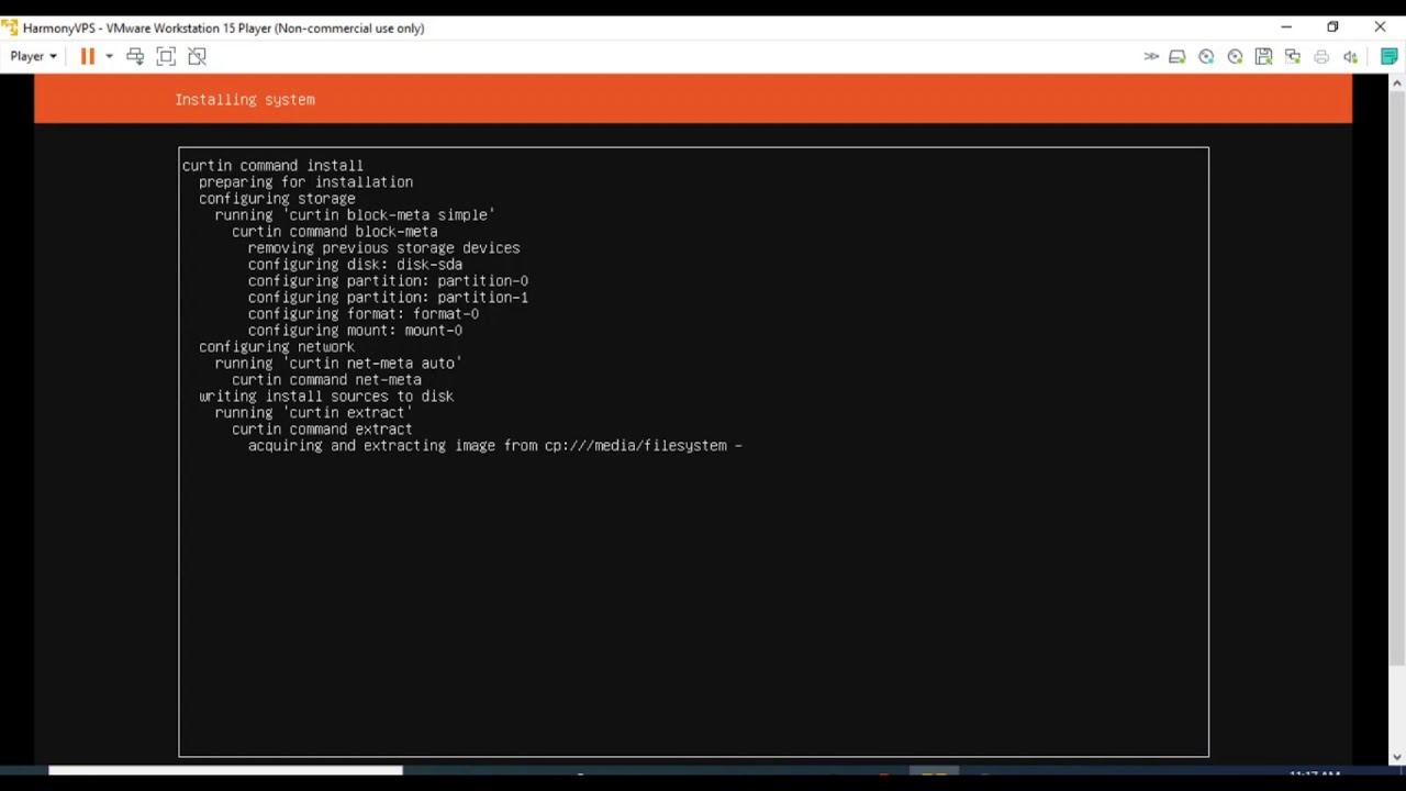 vmware player and vm installation screenshots