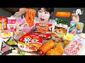 ASMR MUKBANG| 편의점 직접 만든 불닭 떡볶이 치킨 김밥 디저트 먹방 & 레시피 FRIED CHICKEN AND Tteokbokki EATING