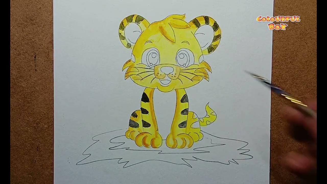 Tiger sketch coloring download sketch from description colourful