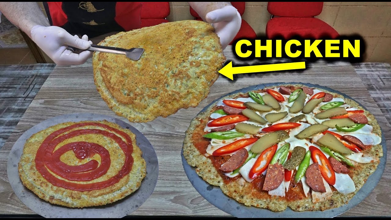 Chicken Pizza in Fry Pan Recipe   Pizza Dough Crust Made Entirely With Chicken