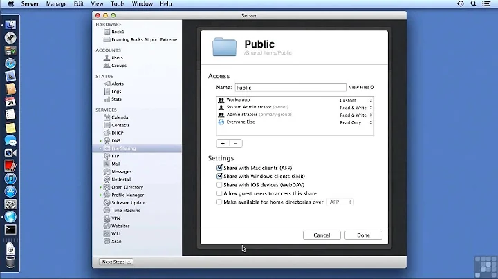 Apple Mountain Lion Server Tutorial | Configure The File Sharing Service