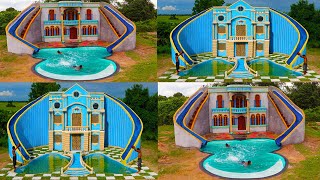Spent 365 Days To Build Top Classic Mud Villa, Top Twin Water Slide, Swimming Pool By Ancient Skills