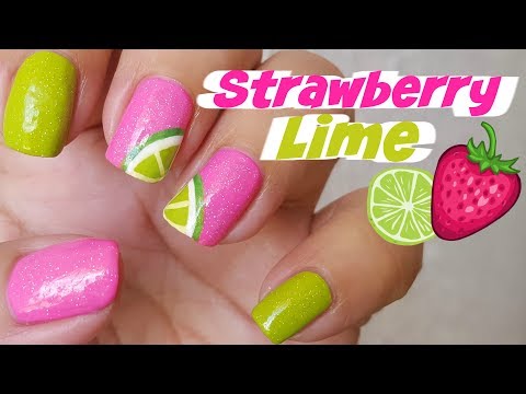 Nail Art - Strawberry Lime Margarita Nails - Decoración de Uñas - Linda165