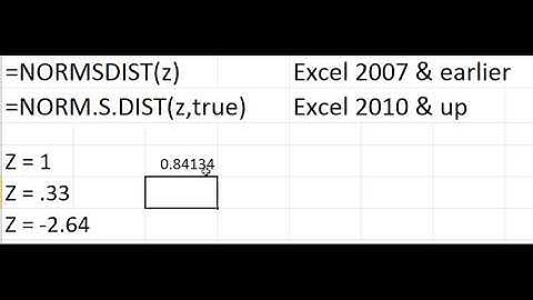 Norm S Dist get Z Probabilities Using Excel