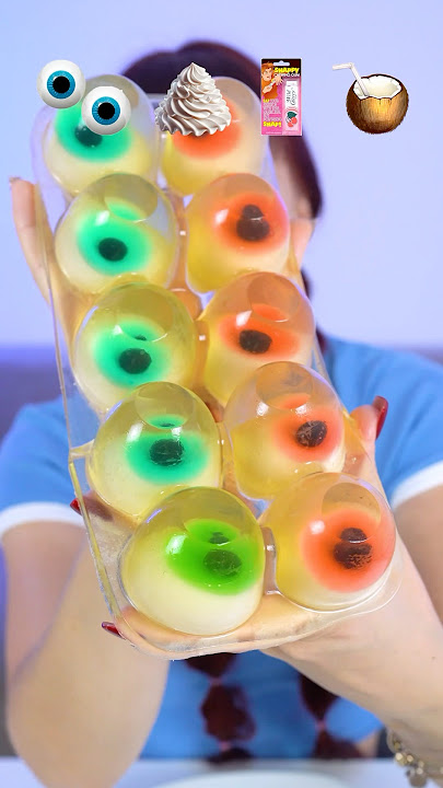 ASMR Emoji Gummy Eggs Eyeballs, Shooter Cream #shorts