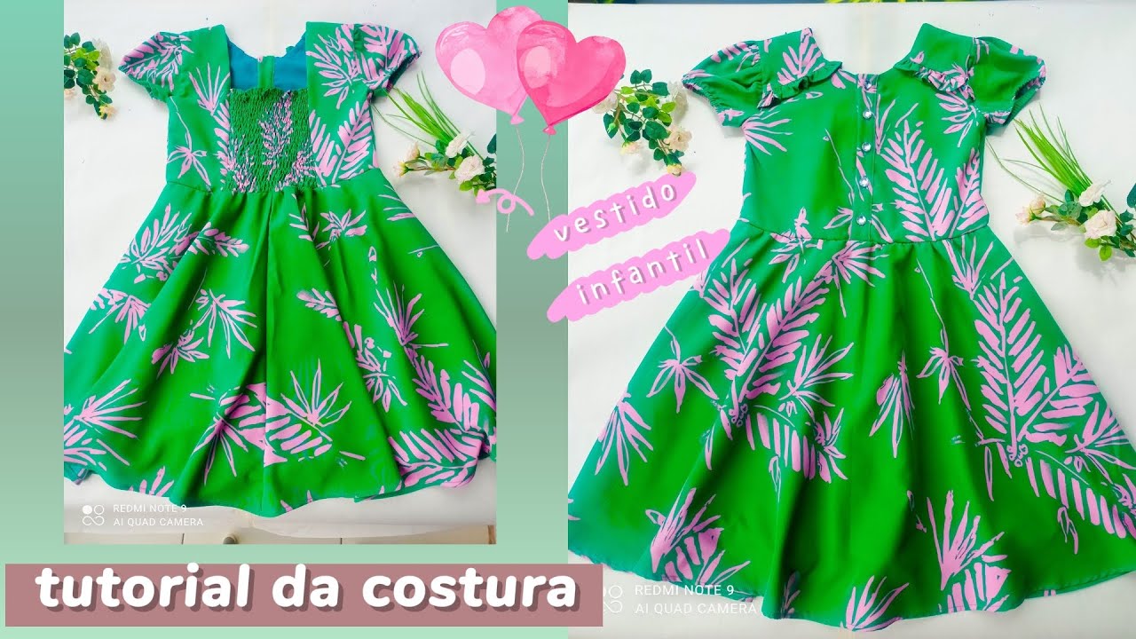 Vestido infantil saia godê e lastex nas costas e um lindo detalhe de babado na frente. 
