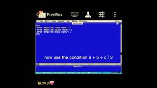 #Write a program to find a average of 3 numbers #qbasic in mobile
