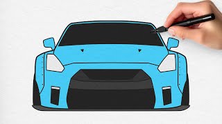 How to Draw a Nissan GTR R35 Easy | Step by Step Car Drawing