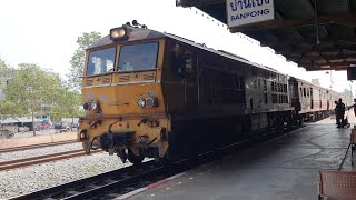 ฟันหลอ ตะแกรงหน้าหาย Alsthom 4414 ทำรถสินค้า 986 จอดบ้านโป่ง parcel train 986