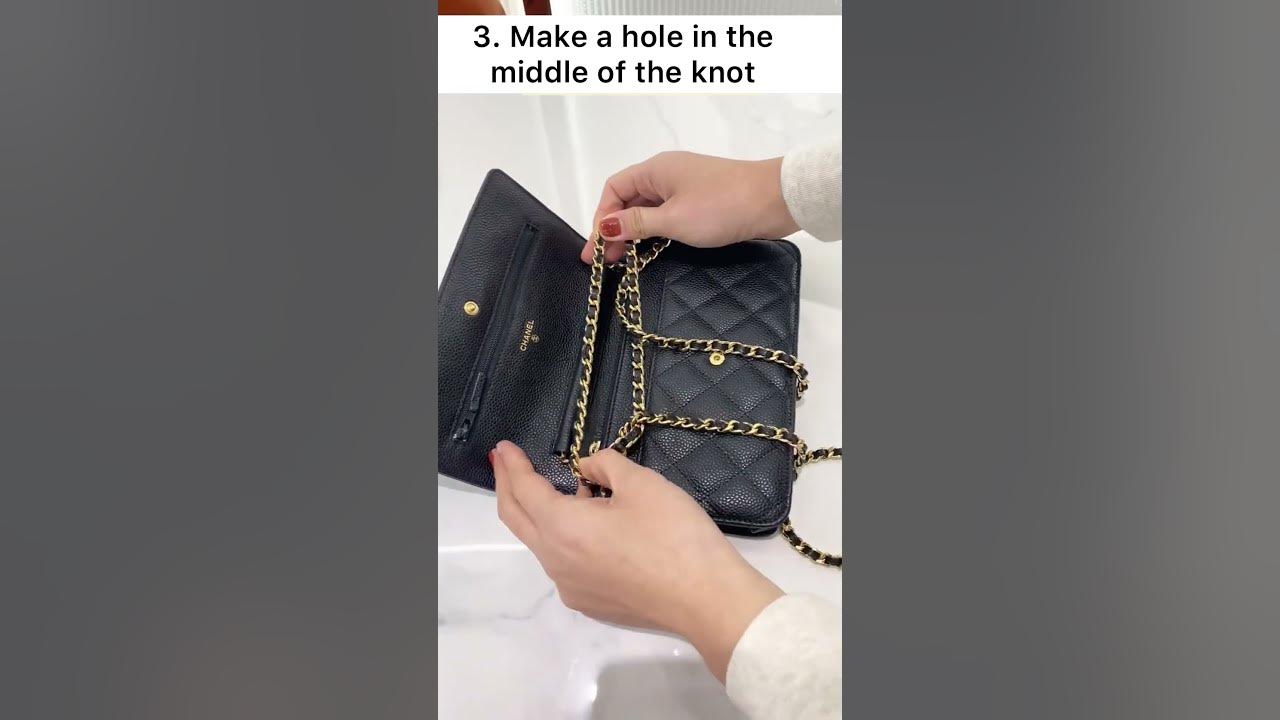 Shorten Chanel Woc With This Trick! 🤫 No Tools Needed, just your hands.  #chanelbag #shortsfeed 