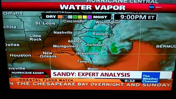 Coastal Flood Watch Scroll Bar on TWC during Hurricane Sandy in Baltimore - 10/28/2012