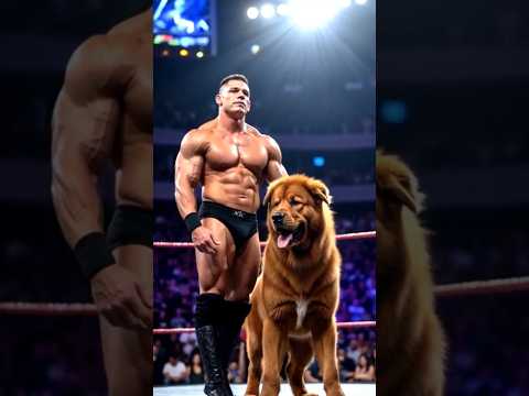 John Cena In Wwe Ring With Tibetan Mastiff Dog JohnCena TibetanMastiff WWE ViralVideo YouTubeShorts
