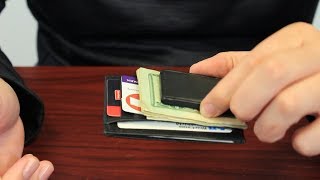 Genuine Leather Slim Wallet with Magnetic Money Clip