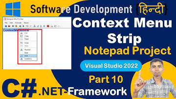 how to use context menu strip in c# | Notepad Project in C# Part 10 | Windows Form Application
