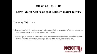 PHSC 104 part 1F Eclipses Model Assignment Preparation