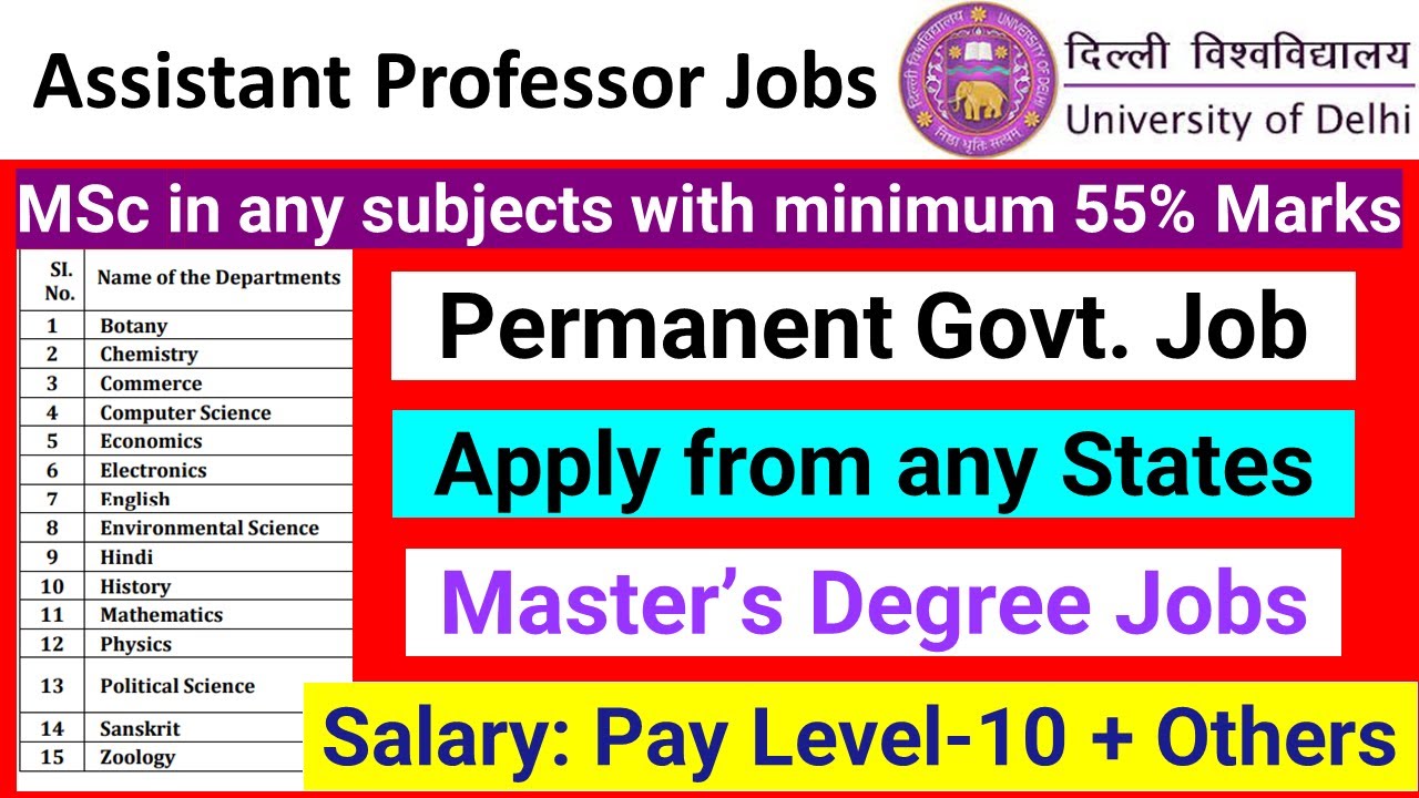 Assistant Professors Jobs In DU MSc Permanent Job Pay Level 10 Assistant professors jobs in du msc permanent job pay level 10