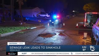 Sewage leak leads to sinkhole