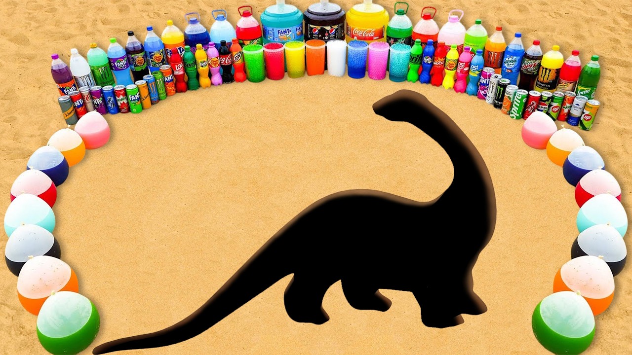 Как сделать радужного зауропода из воздушных шариков с фантой, чупа-чупсами, фантой, 7UP, кока-ко...