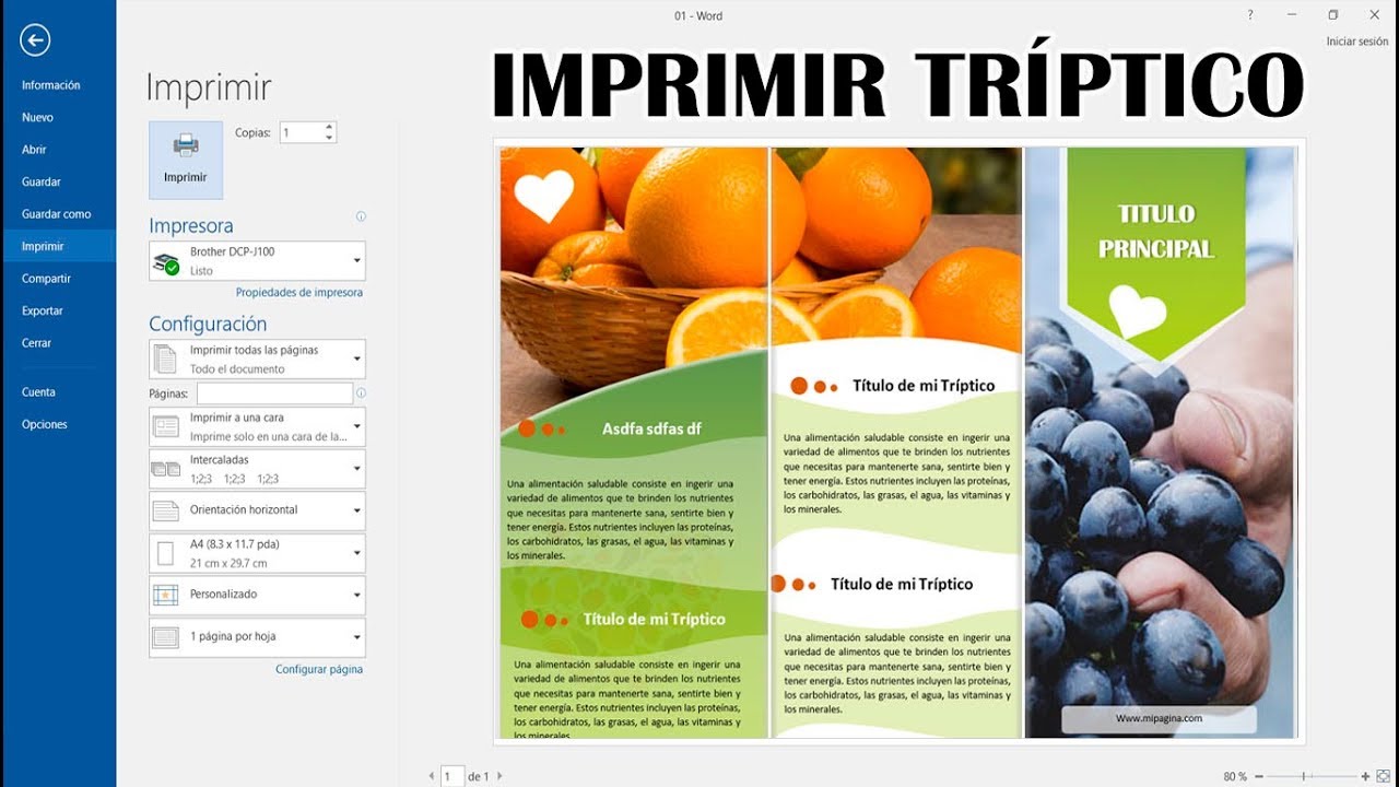 Como Imprimir Sin Margen Como imprimir un tríptico en word sin márgenes y ambas caras en una sola  hoja - YouTube