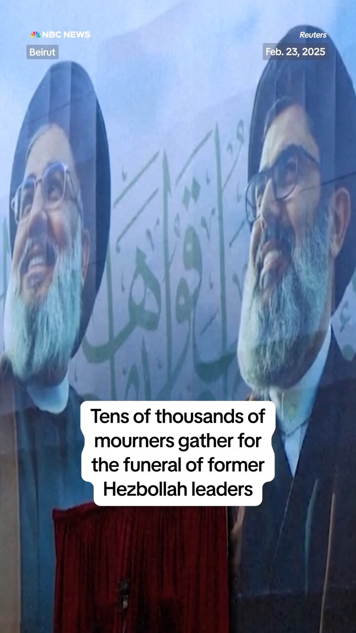 Tens of thousands gather for the funeral of former Hezbollah leaders