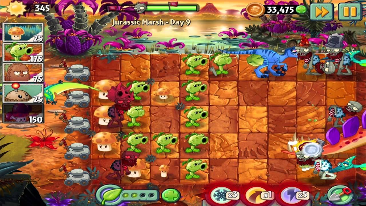 Plants Vs Zombies 2 Jurassic Marsh Day 9 Walkthrough Youtube