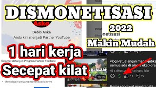cara mengatasi channel dismonetisasi 2022 secepat kilat _ asli satu hari monetisasi