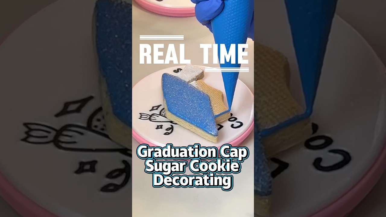 Graduation Cap Hat Sugar Cookie being decorated in real time. #graduation #graduation2025