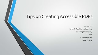 Tips on Creating Accessible PDFs