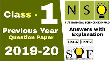 NSO, Class 1, Question Paper 2019-20, (set A) Science Olympiad