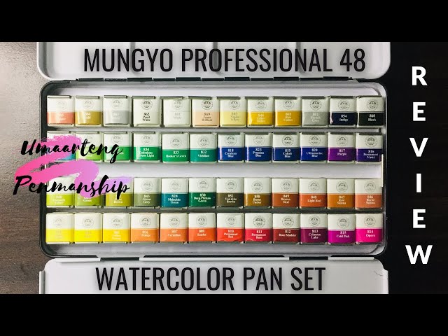 Unboxing and Swatching Mungyo Professional Watercolor 48 Pan Set Review 