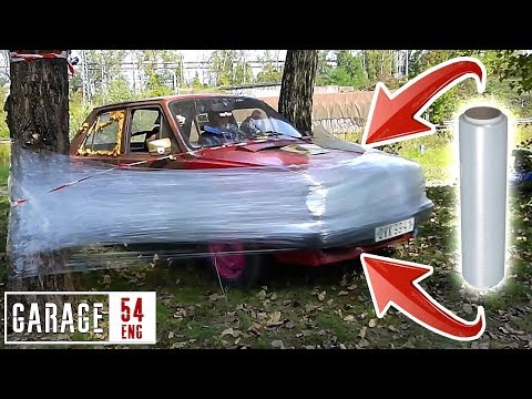 One kilometer of PLASTIC WRAP vs CAR