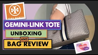 TORY BURCH GEMINI LINK CANVAS TOP-ZIP TOTE BAG