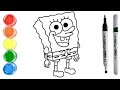 Menggambar dan mewarnai SPONGEBOB SQUAREPANTS Step by step untuk belajar anak anak dan balita,mudah