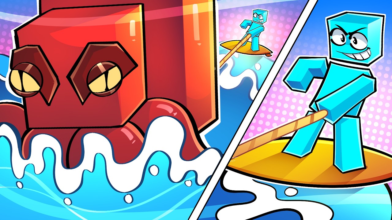 Nadando Com Monstros Marinhos no Minecraft!