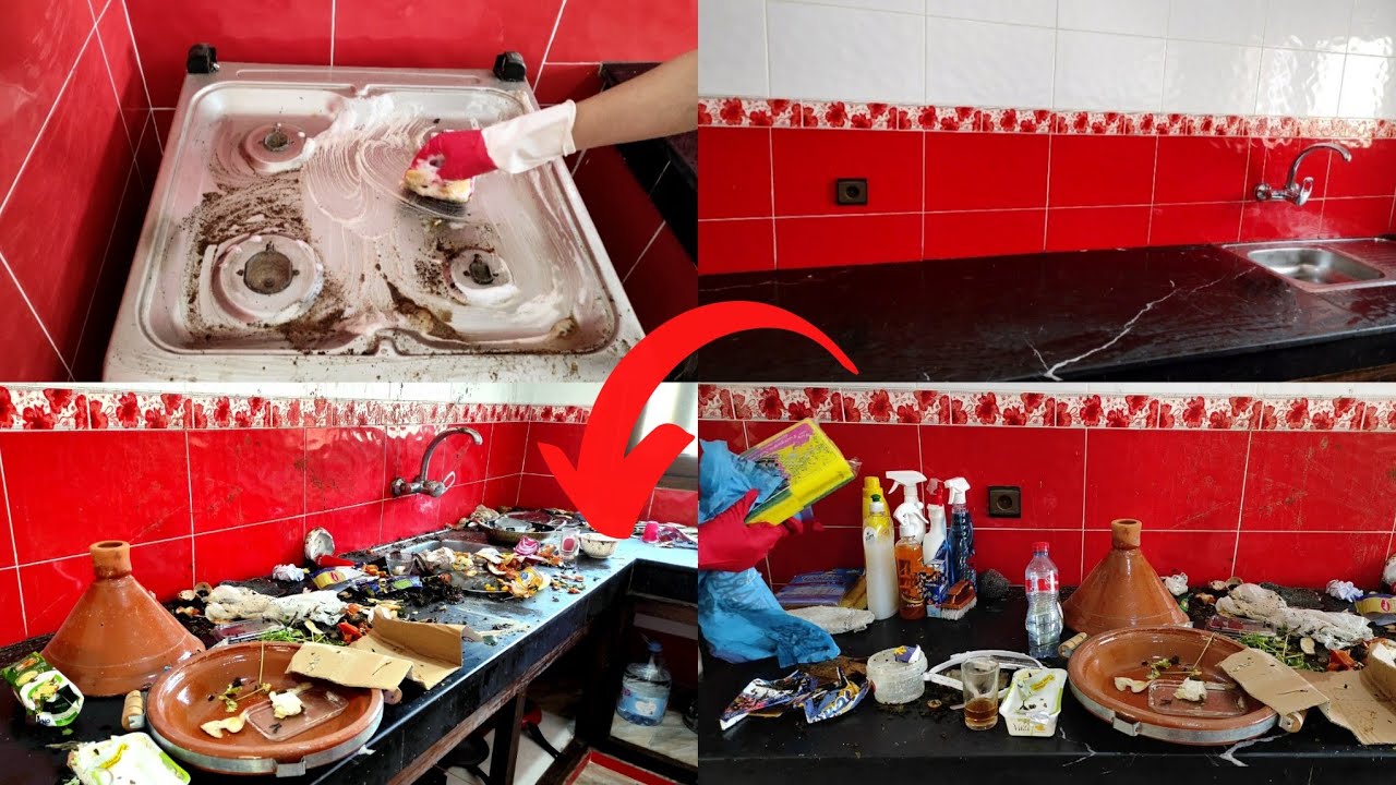 هذا الفيديو سيجعلك تشعر براحة نفسية عندما تشاهد كيف اصبح المطبخ المتسخ نظيف 🤤😍❤️