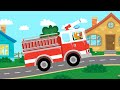 Fire truck song  meowmeow kitty cartoons with cars and animals for kids