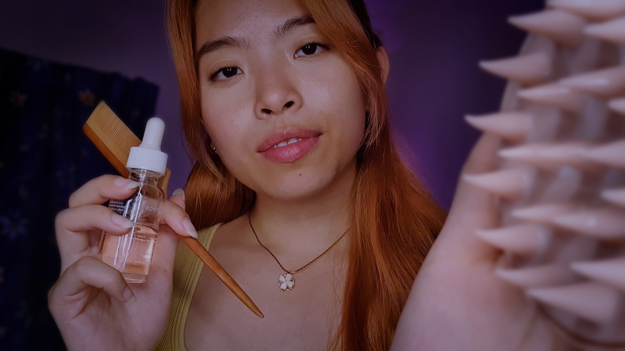 Gentle Hair & Scalp Treatment While You Rest 🫧💗 ASMR Brushing, Scalp Massage, Hair Mask, Scrub, Wash
