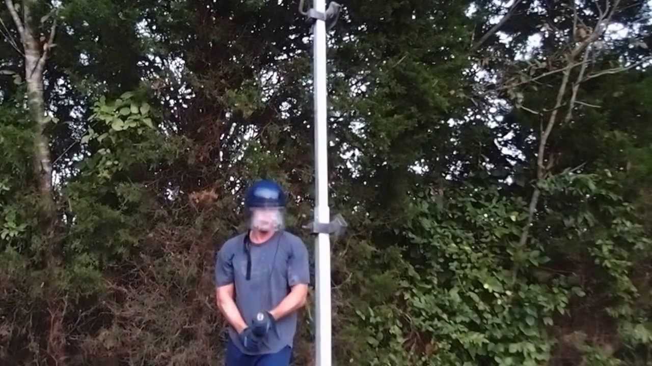 Ronin Katana  Dojo-Pro .Destructive test on a metal pole. Test 11