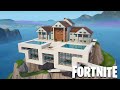 Fortnite Creative Timelapse - Large Villa with Pool &amp; Garage Hanging of a Cliff
