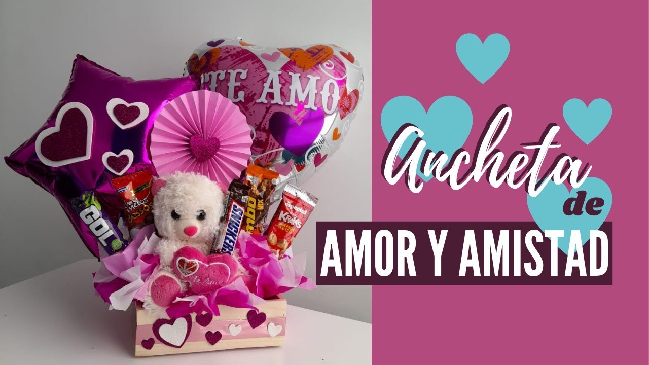 Canasta Regalo San Valentín con Chocolates y Peluche Osito Amor