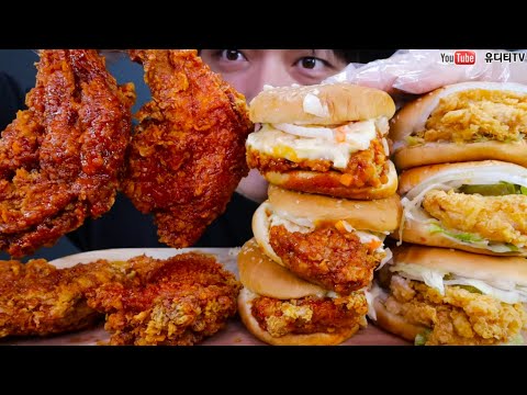 ASMR 맘스터치 KFC 신메뉴 내슈빌핫치킨버거 &amp;amp; 통다리 &amp;amp; 커넬통다리버거 &amp;amp; 어니언치즈팝콘치킨  <strong>NEW</strong> <strong>BURGER</strong> &amp;amp; <strong>NEW</strong> CHICKEN REAL