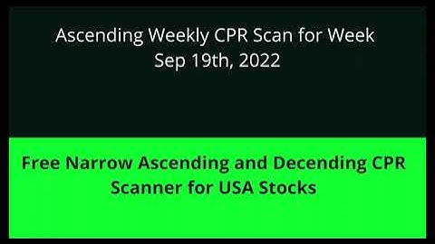 Weekly CPR for ShortTerm Swing Trading | Three Ascending CPR  and Developing CPR  Sep 19th, 2022