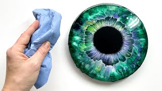 #188 EASY napkin FLUIDART EYE Acrylic pour painting tutorial Step by step ART