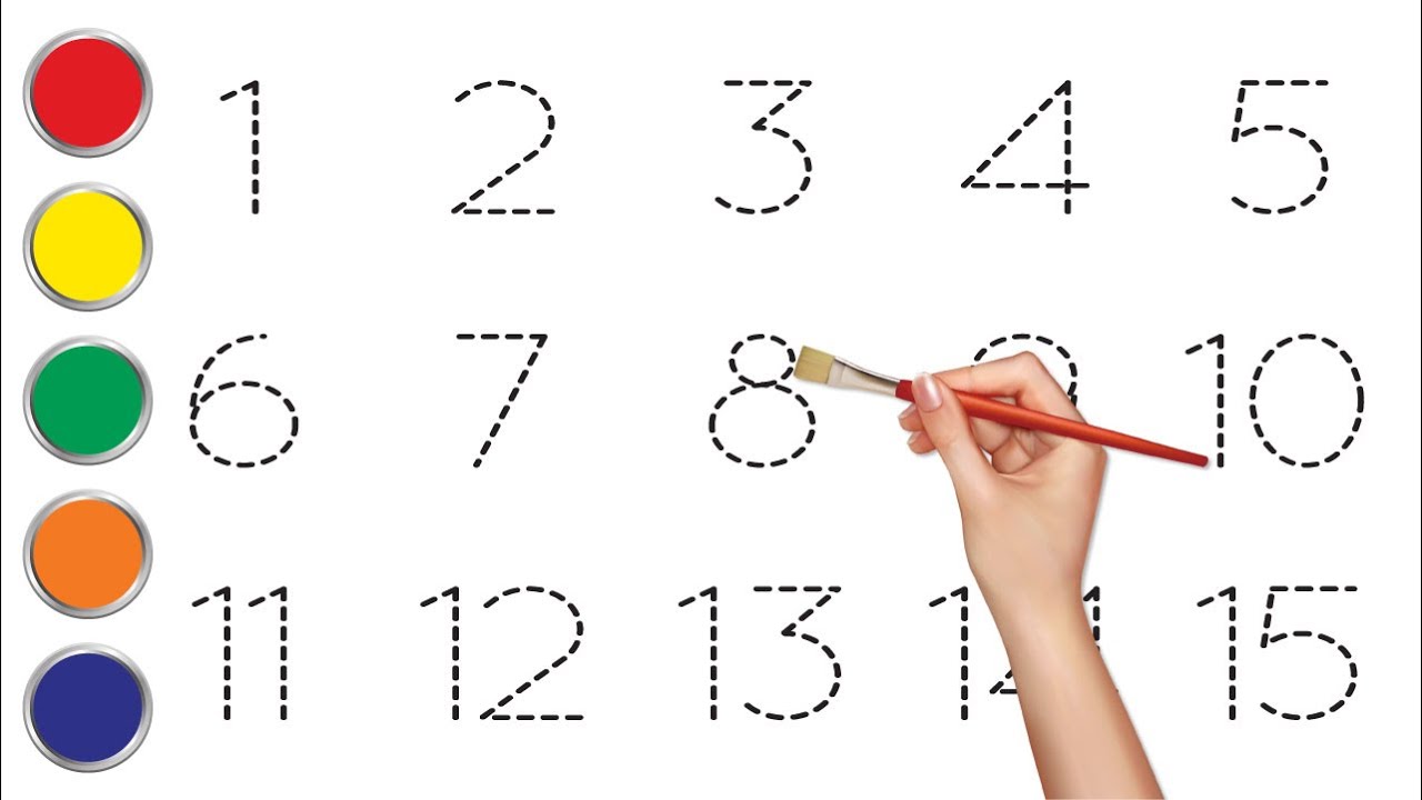 Color Follow Numbers Lets Count To Fifteen l Learn Numbers l Follow the dots write color ...