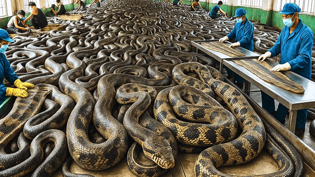 How Millions of Snake Skins Are Harvested and Processed – Inside Indonesia Surprising Snake Farm