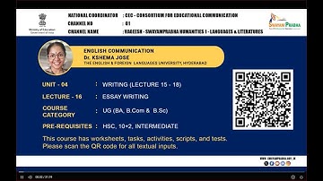 L16 Essay Writing #ch01sp #swayamprabha