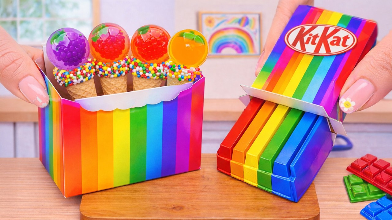 Рецепт радужного мороженого против торта «Киткат» 🌈 Идеи красочных шоколадных угощений | Чудо-торт