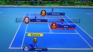 #Juegos: Wii Sports Tennis 2 jugadores cooperativo con truco pista azul)